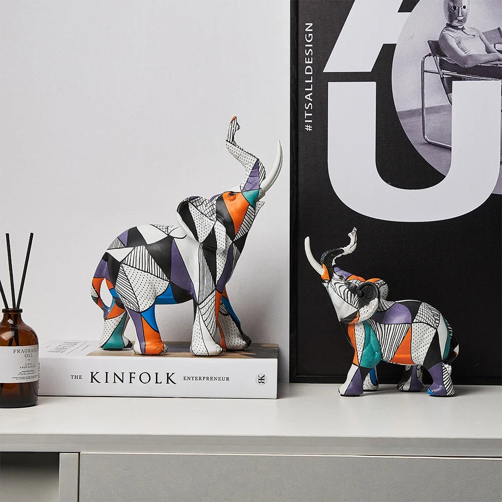 Modern Simple Art Dazzling Elephant Ornaments Creative Crafts Living Room Entrance Desk Resin Decorative Ornaments