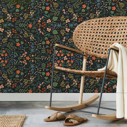 1 roll black background floral pattern thickened moisture-proof wallpaper self-adhesive waterproof home decoration background wa