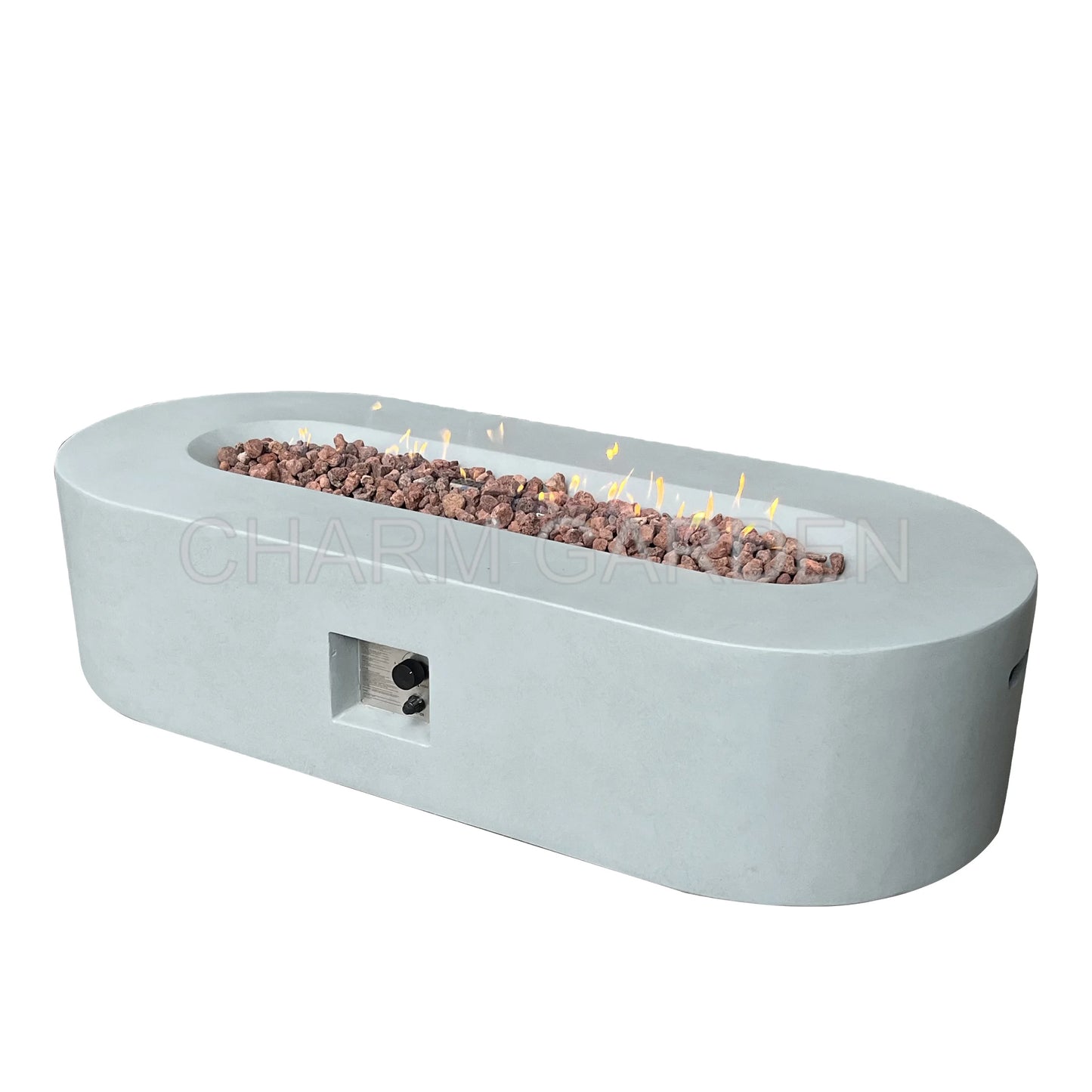 High Quality Outdoor Garden Furniture Set Comfortable Durable Concrete Oval Shape Fire Pit Table With Certification