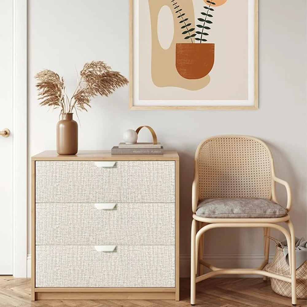 Faux Grasscloth Wallpaper Self-Adhesive Linen Texture Stickers For Wall Bedroom Living Room Cabinet Countertop Cover Stickers