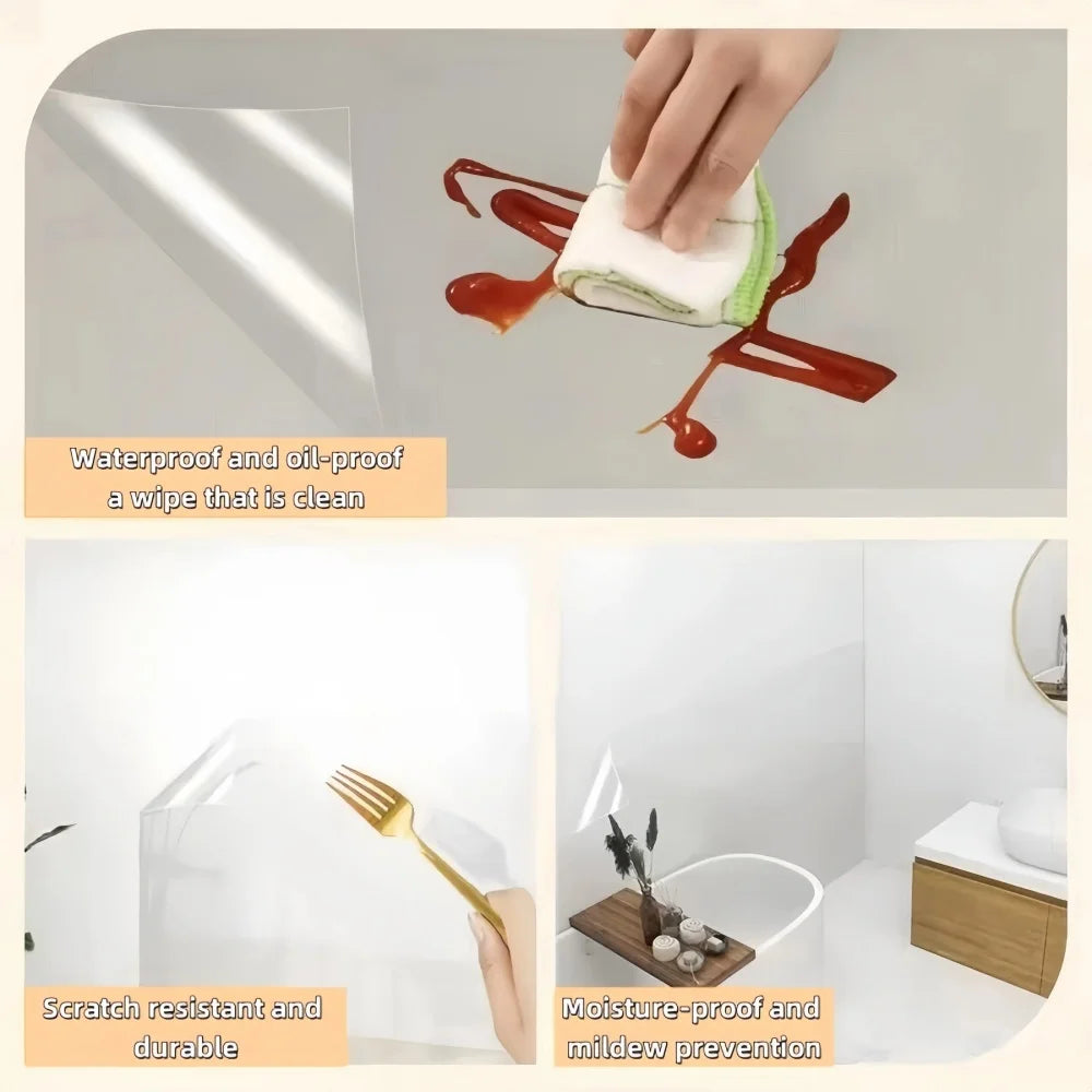 1 Roll Transparent Protect Wall Protective Tile Wallpaper Bedroom Living Room Decoration Bathroom Waterproof Wall Sticker