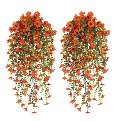 2PCS Artificial Hanging Flowers Silk Daisy Eucalyptus Garland for Outdoor Indoor Home Room Yard Decor Spring Summer Fake Plants
