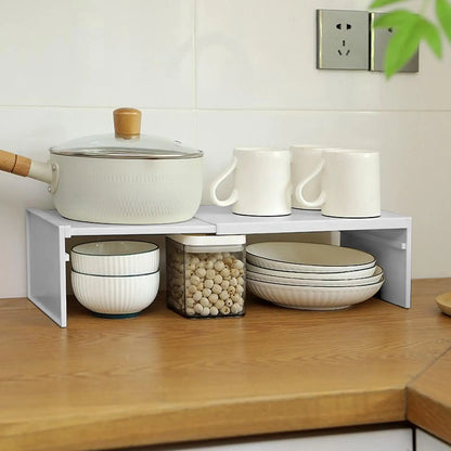 Kitchen Stretchable Cabinet Shelf Cupboard Separated Storage Rack Countertop Organizer Shoe Organizer Shelf Save Space