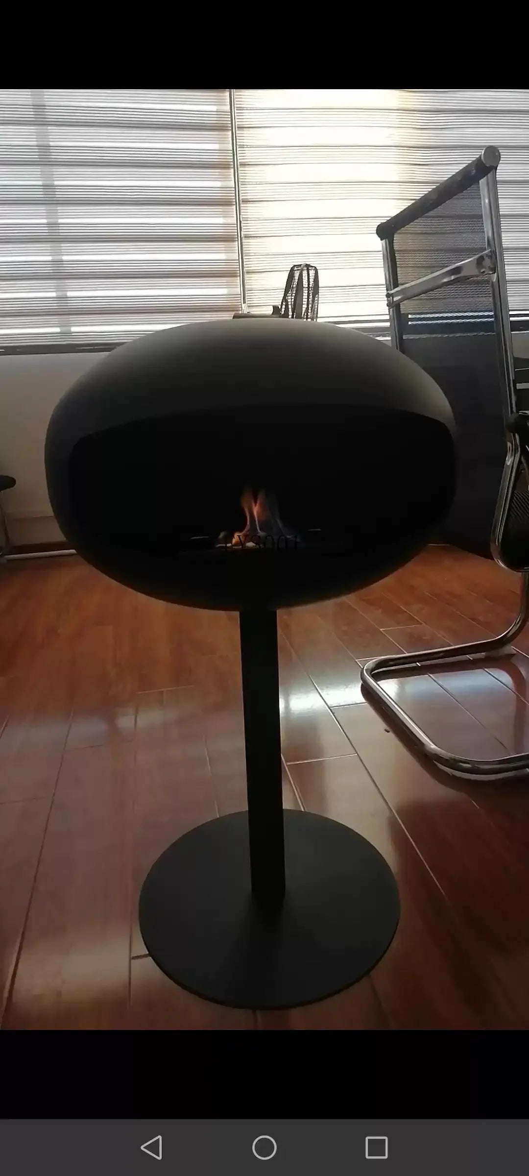 Freestanding Bioethanol Fireplace - Oval Sphere Design Smokeless Real Flame Ethanol Fire Pit for Indoor Outdoor Decor