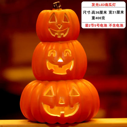 Halloween Glowing Pumpkin Decor LED Triple Layer Light Up Pumpkin Decor Battery Powered Festival Theme Home Party Decorations