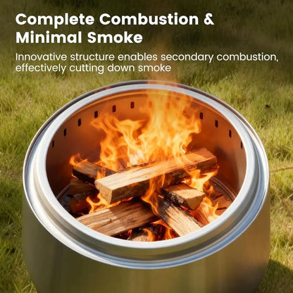 21.3 Portable Outdoor Wood Burning Fire Pit with Removable Ash Pan for Patio, Deck, or Camping