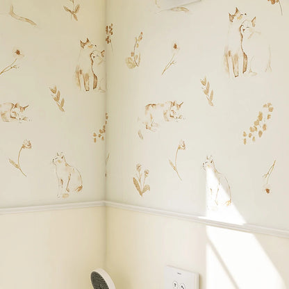 44×300cm Peel And Stick Wallpaper Watercolor Cat Floral Self Adhesive Removable Waterproof Contact Paper For Bedroom Rental Home
