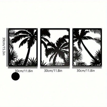 Metal Wall Art Palm Tree Decor, Modern Geometric Sunset Silhouette Home Boho Decor for Living Room Bedroom