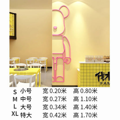 Bear Wall Stickers Mirror Acrylic Wall Sticker DIY PVC Wallpaper Self-adhesive Restaurant Bedroom Wall Decor