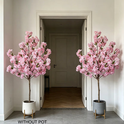 4.92FT Artificial Pink Cherry Blossom Plant UV-Resistant Indoor Outdoor Faux Plant for Home Wedding Garden Living Room Decor