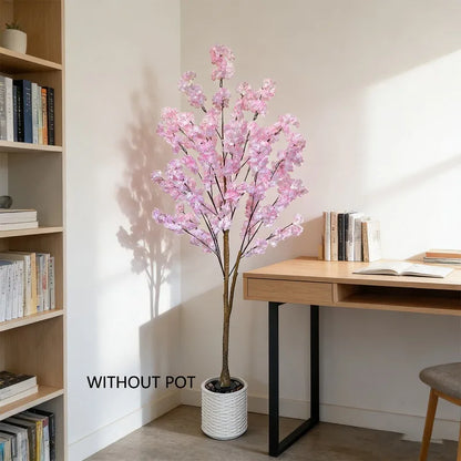 Artificial Pink Cherry Tree Blossom Indoor Outdoor Fake Plant for Home Garden Room Wedding Decoration Christmas Decor
