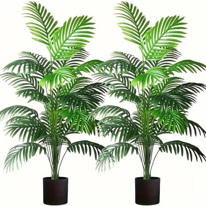 24 Leaves Areca Palm Artificial Plants Trees in Pot Plastic Green Fake Plant Tree Bonsai for Room Home Indoor Outdoor Decoration