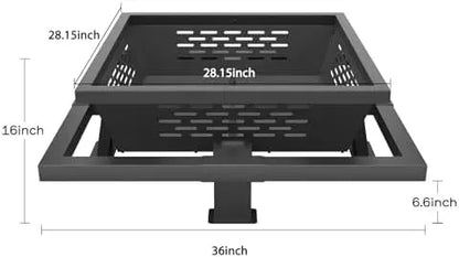 36 inch fire Pit, Square Outdoor Fire Pit with Poker, Wood Burning Fire Pit for Camping, Backyard, Patio