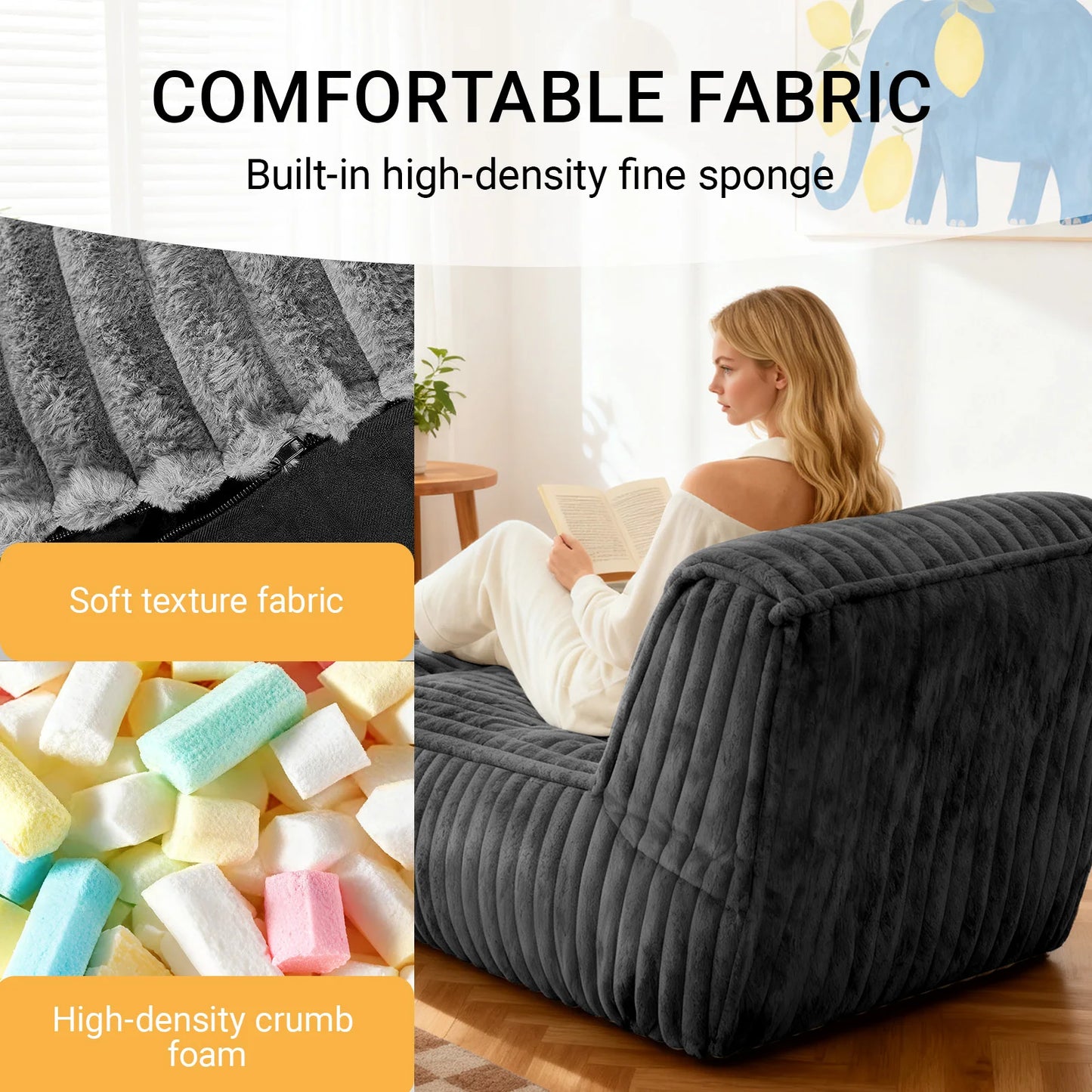 Convertible Sofa Bed | 3-Zone Ergonomic Support System | Modular Chaise Lounge for Apartment Living - Premium Breathable Corduroy, 63'L X 31'W X 26'H - Reading/Working/Gaming Friendly - Small Spaces Perfect