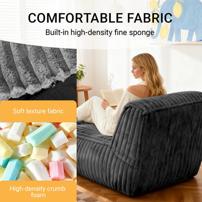 Convertible Sofa Bed | 3-Zone Ergonomic Support System | Modular Chaise Lounge for Apartment Living - Premium Breathable Corduroy, 63'L X 31'W X 26'H - Reading/Working/Gaming Friendly - Small Spaces Perfect