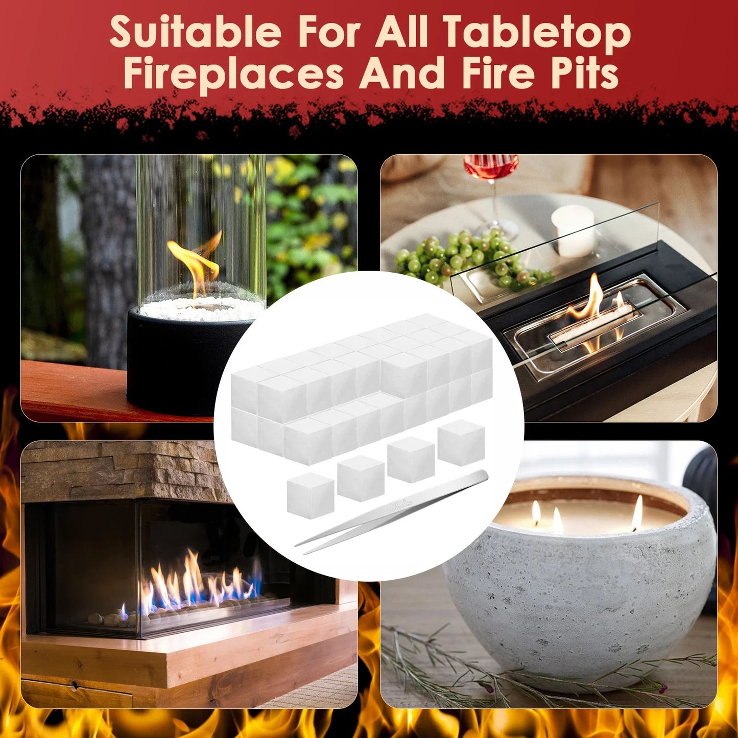 48PCS Ceramic Wool Wick for Tabletop Fire Pit Bioethanol Fireplace Sponge Ceramic Fiber Insulation Cotton Core