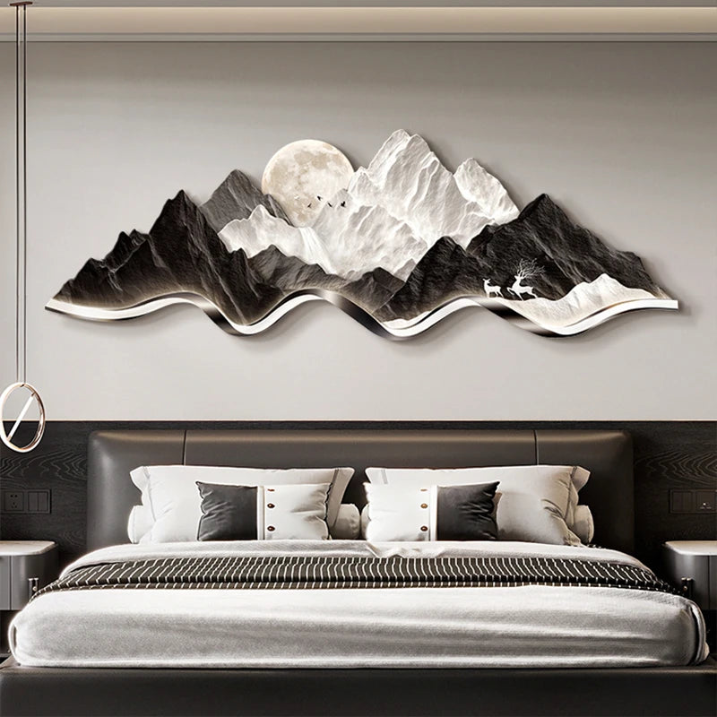 Light Luxury Living Room Painting New Led Light Mural Room Decoration Wall Lamp Living Room Home Interior Art Mural Accessories