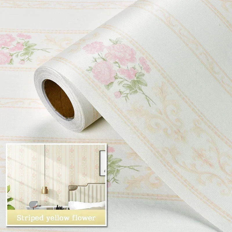 Self-adhesive Wallpaper Pastoral Flowers Waterproof and Moisture-proof Home Stickers for Living Room Bedroom Floral Decoration