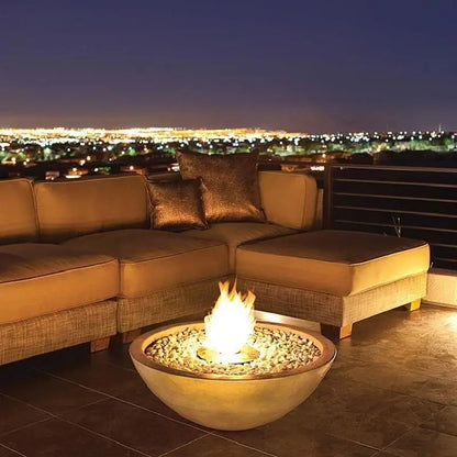Modern Round Fire Pit Bowl Concrete Gas Fireplace For Outdoor