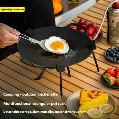 Outdoor BBQ Triangular Bracket Multifunctional Detachable Grill Pot Rack Portable Adjustable with Chain Outdoor Camping Supplies