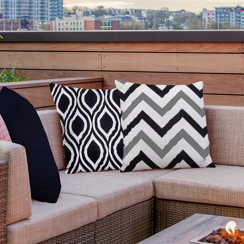 Geometric Outdoor Throw Pillow Covers Decorative Twill Waterproof Cushion Cover Modern Home Pillow Case for Sofa Patio Garden
