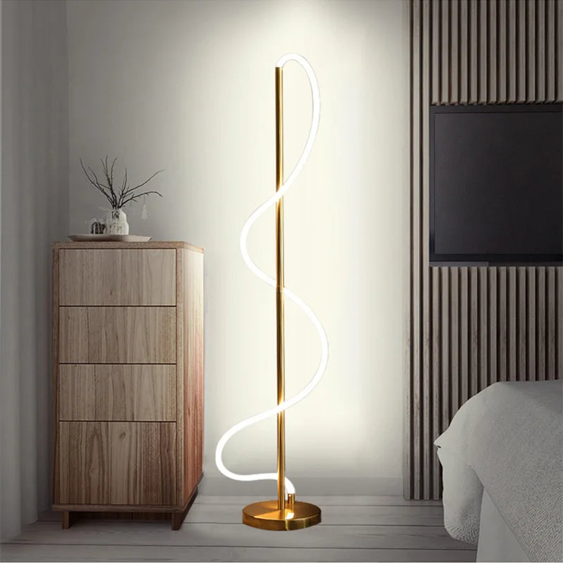 Modern Nordic living room art line floor lamp next to sofa modern designer's creative simple study bedroom long strip note lamp