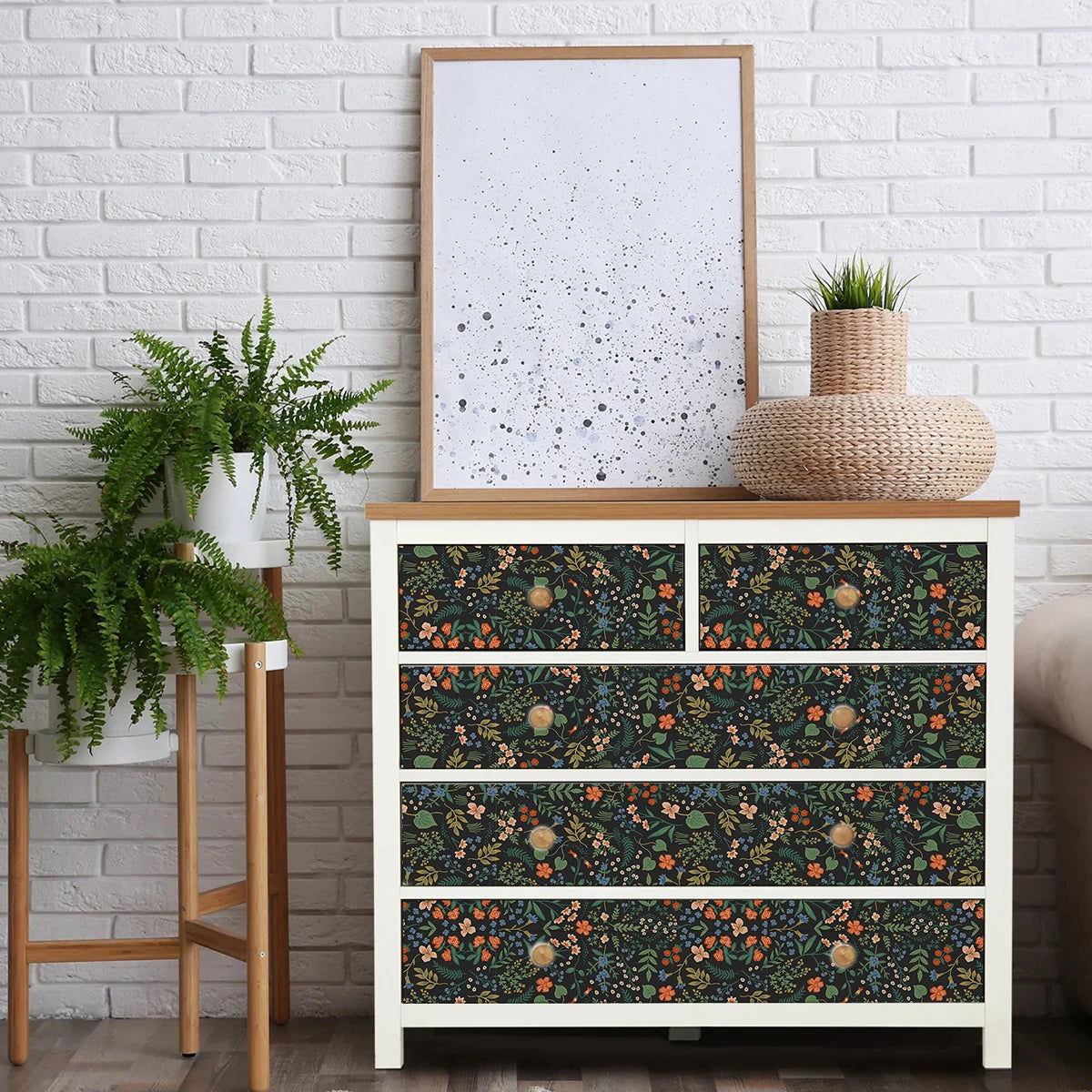 1 roll black background floral pattern thickened moisture-proof wallpaper self-adhesive waterproof home decoration background wa