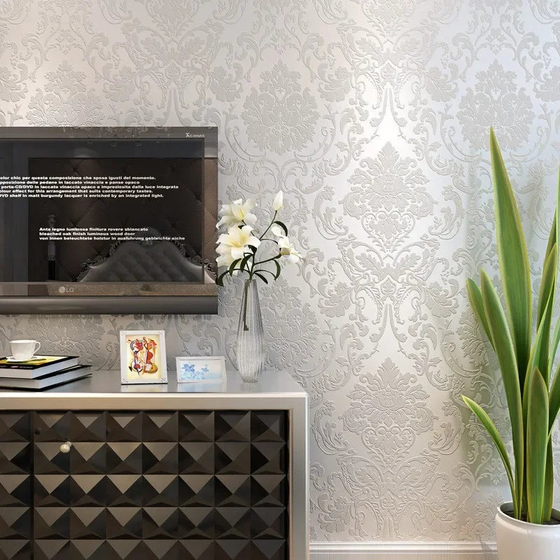 European Style Non-woven Wallpaper Bedroom Living Room Sofa TV Background Wall 3D Embossed Wallpaper