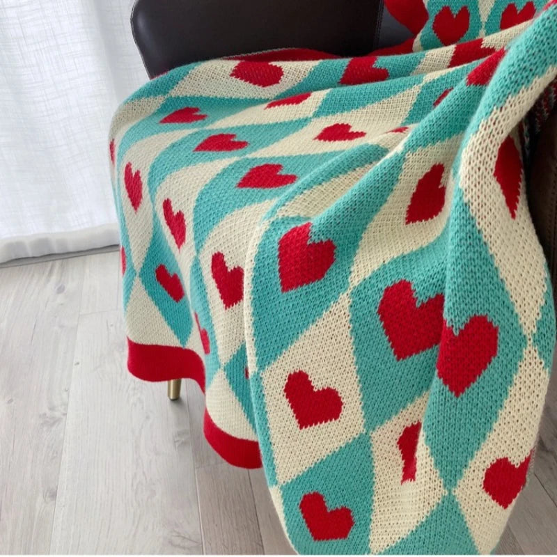 Luxury Sofa Throw Blanket for Women Summer Fall Cute Love Shawl Blanket Home Office Nap Blanket Living Room Feel Bed End Cover