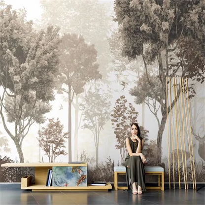 custom European landscape wallpapers oil painting TV background American retro restaurant wallpaper living room big tree mural