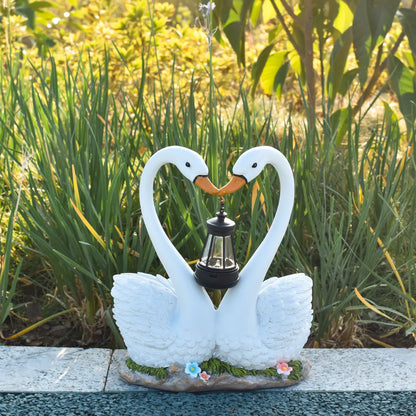 Outdoor Courtyard Decoration Simulation Swan Garden Landscaping Ornament Animal Statue Solar Resin Handicraft