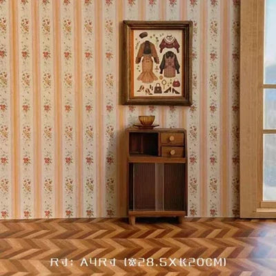 1:12 DIY Dollhouse (20x28cm)Adhesive Wallpaper on The Back for Kitchen(viscous) Living Room Bedroom Floor Decoration Accessories