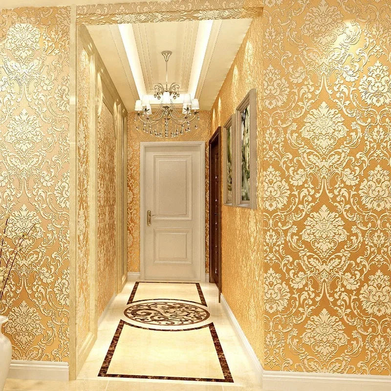 European Style Non-woven Wallpaper Bedroom Living Room Sofa TV Background Wall 3D Embossed Wallpaper
