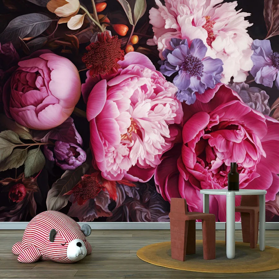 20+ Girly Wallpaper for Living Room Natural Floral Pink Rose Background, Self Adhesive Optional, Walls Art Bed Home Decor Mural