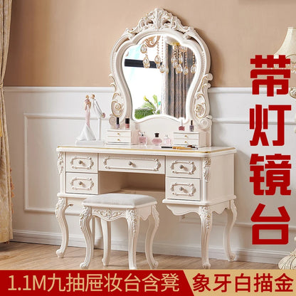 Trendy Unique Nordic Vanity Table Vintage Luxury Drawer Design Vanity Table Makeup Elegant Scrivania Makeup Bedroom Furniture