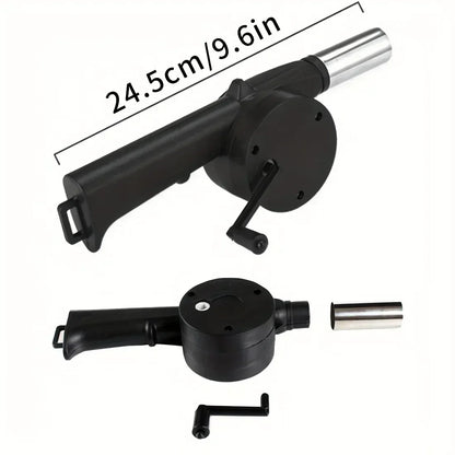 Portable Hand Crank BBQ Fan Grill Air Blower Speed Control for Outdoor Camping Picnic Fire Pit Charcoal Smoker Wind Maker