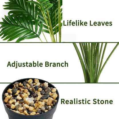 24 Leaves Areca Palm Artificial Plants Trees in Pot Plastic Green Fake Plant Tree Bonsai for Room Home Indoor Outdoor Decoration