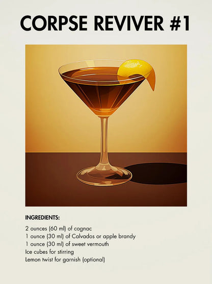 Classic Simple Bar Drinks Liquor Cocktail Bartending Recipe Poster Canvas Art Painting Prints Home Room Bar Wall Decoration