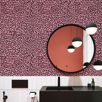 Classic Rose Pink Leopard Print Wallpaper Waterproof Peel and Stick Wall Decal for Bedroom Living Room Removable Wall Covering