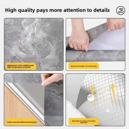 Imitation Marble Floor Tiles Waterproof Non-Slip Self-Adhesive Wallpaper Wear-Resistant Peel and Stick Decorative Floor Stickers