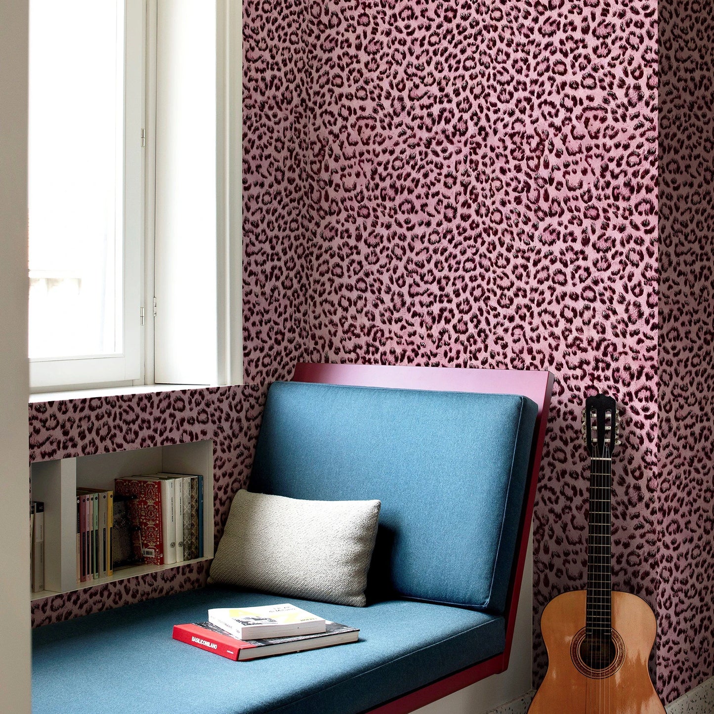 Classic Rose Pink Leopard Print Wallpaper Waterproof Peel and Stick Wall Decal for Bedroom Living Room Removable Wall Covering