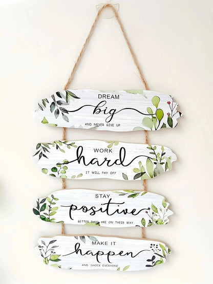 1pc Rustic Wooden Inspirational Hanging Festive Decor For Home & Gift, 3D Wall Art With Rope For Room & Holiday