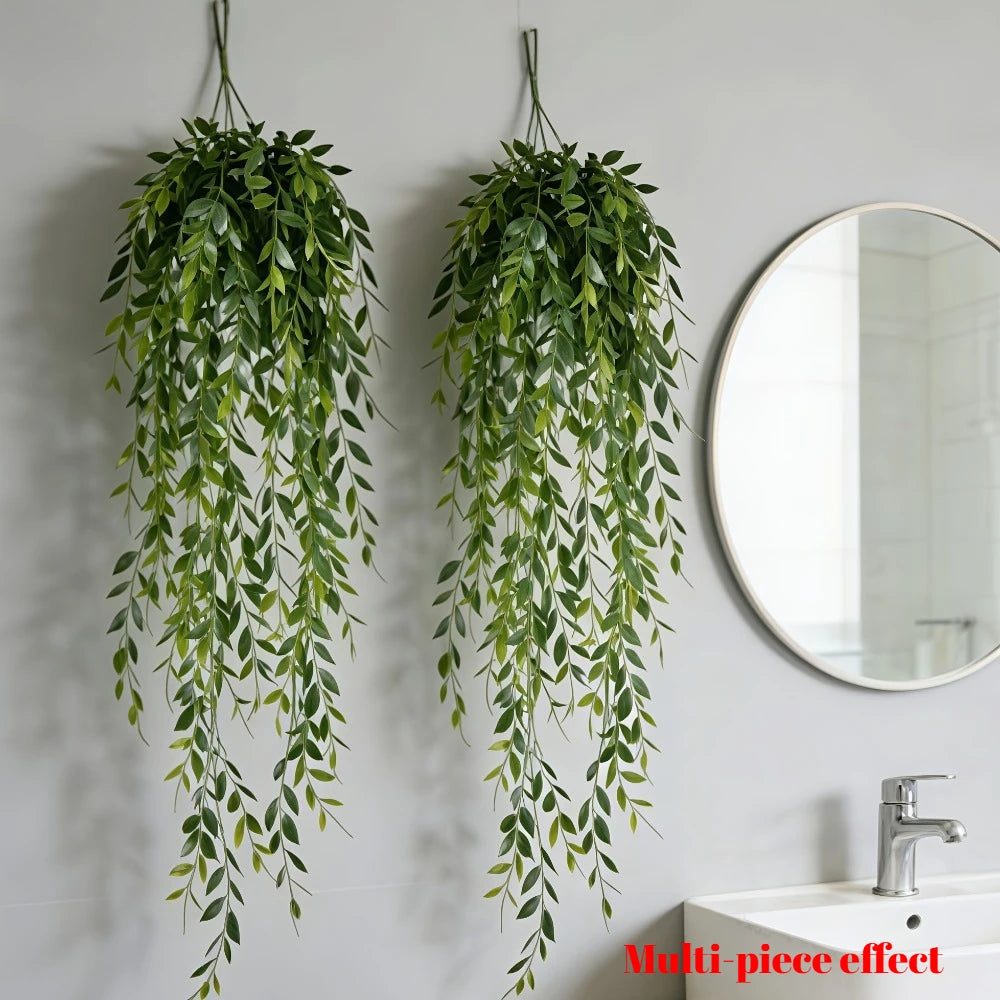 4PC 85cm Artificial Hanging Potted Plants Realistic Green Ferns Suitable for Indoor/Outdoor Home/Living Room Party Scene Decora