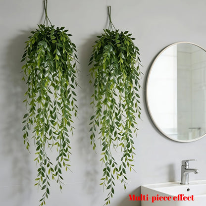 4PC 85cm Artificial Hanging Potted Plants Realistic Green Ferns Suitable for Indoor/Outdoor Home/Living Room Party Scene Decora