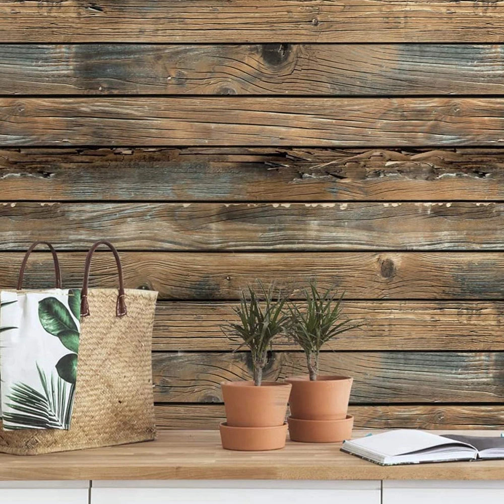 Furniture Decor PVC Kitchen Decor Home Improvement for Restaurant Wall Decor Wood Grain Wallpaper Wall Covering Wallpapers