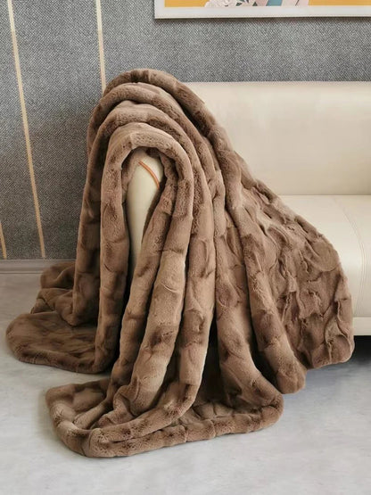 Faux Fur Mink Blankets Double Layers 100% Acrylic Soft Warm Thick Throw Sofa Bed Home Decoration Fleece Blankets