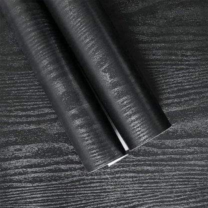 Black Wood Wallpaper - 23.6 Inch Peel and Stick Self Adhesive Wallpaper For Wall Countertop Cabinet Home Decoration Roll