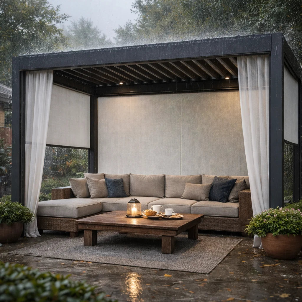 Luxury Aluminum Louvered Pergola Outdoor Patio Terrace Gazebo Electric Sunshade Waterproof UV Resistant Weatherproof Durable