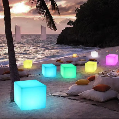 Outdoor Remoter Controlled LED Light-emitting Cube Seat 16 Colors KTV Bar Stools Rechargeable Desktop Night Lamp Waterproof