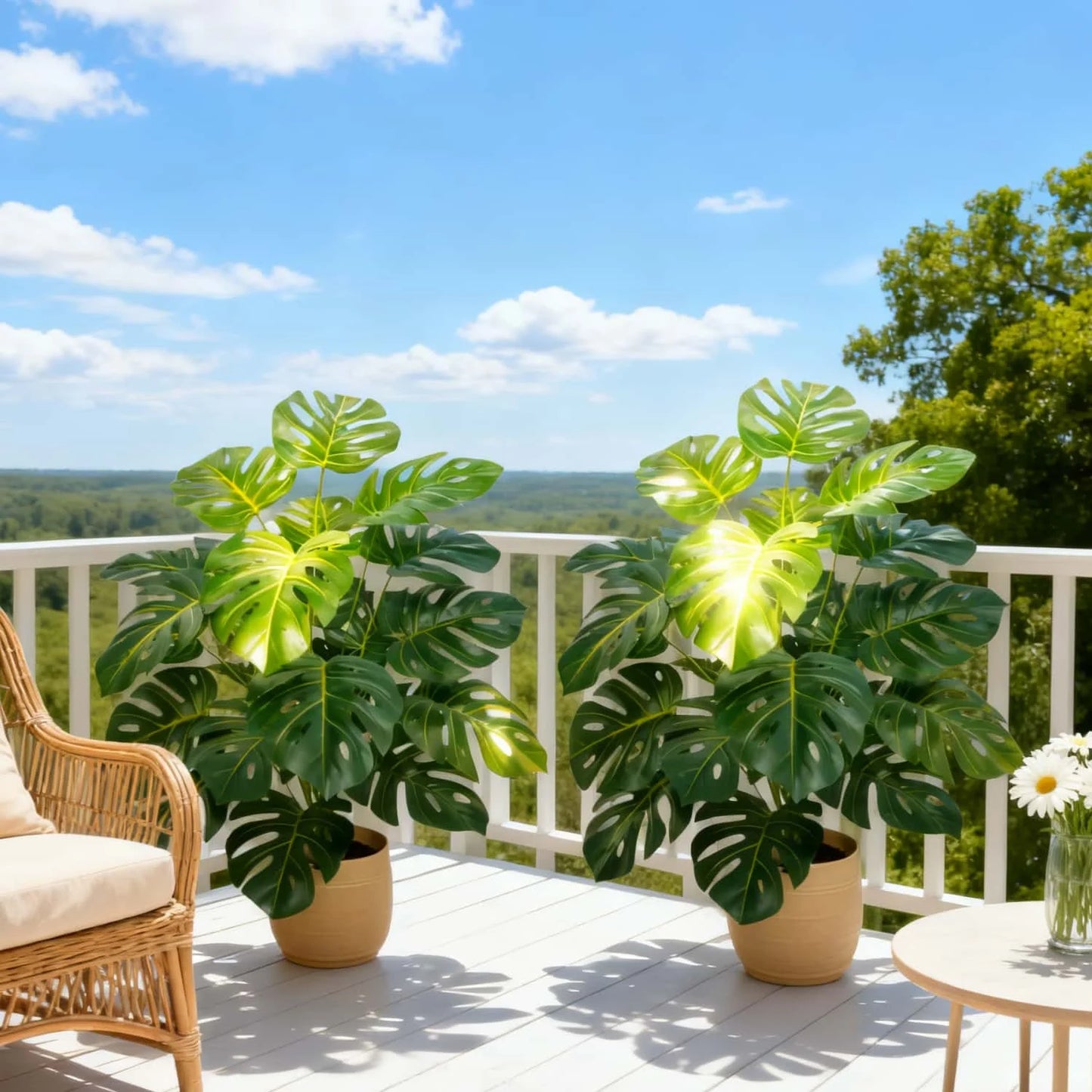 1pc Realistic Monterey Leaf Artificial Greenery 12/18/24 Pcs Leaves Faux Plant For Home  Hotel Wedding Indoor Outdoor Decor